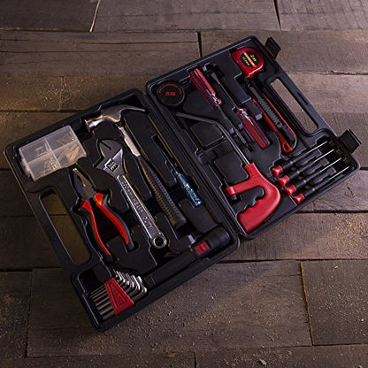 Household Hand Tools, 65 Piece Tool Set by Stalwart, Includes Hammer, Adjustable Wrench, Screwdriver Set, and Pliers - Great for DIY Projects - size: 65 Pieces
