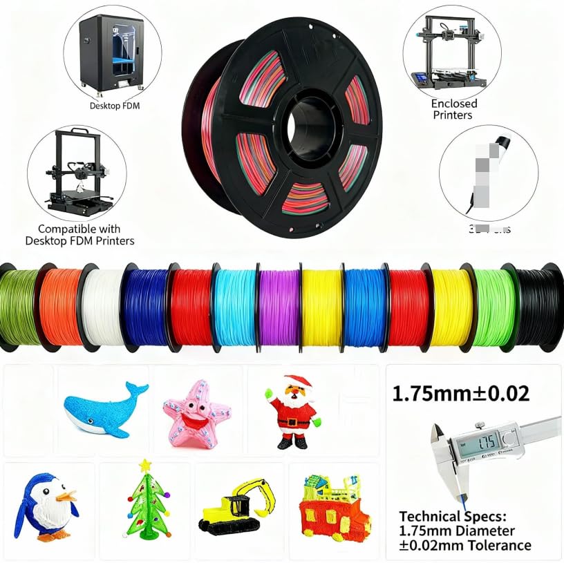 PLA Filament Printer Filament Modeling Material 1.75mm 200g, High Speed Printing Filament, Enhanced Toughness, No Clogging No Warping, Dimensional Accuracy ±0.02mm Marble White A2 - color: Marble White