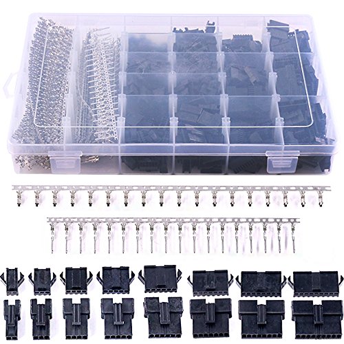 Glarks 1940Pcs 2.5mm Pitch 2/3/4/5/6/7/8/9 Pin Male and Female Plug Housing and Male/Female Pin Header Perfectly Compatible with JST-SM Connector Assortment Kit