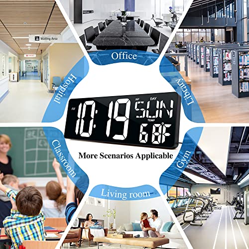 17.2"Large Digital Wall Clock Large Display with Remote Control 180°Visible - color: White