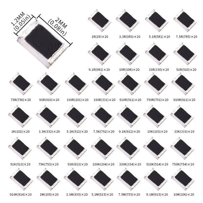 0805 SMD Resistor Kit 1R-10M ohm 1/8W 0.125W ±5% Tolerance 36Values