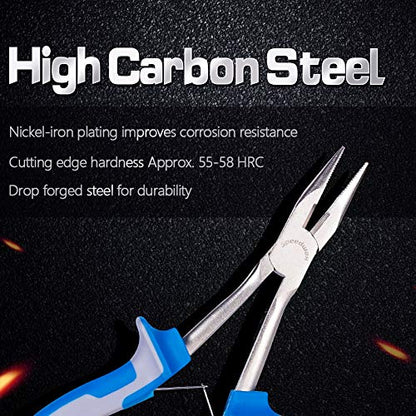 SPEEDWOX Long Reach Long Nose Pliers 6 Inches Mini Wire Cutter Side Cutting Slim Precision Fine Pliers for Hard to Reach Narrow Spaces Serrated Jaws High Leverage Reduce Efforts Non-slip Handles - style: Long Nose Pliers