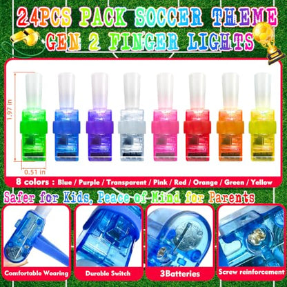 24 Pcs Soccer Themed Party Favors LED Finger Lights Toys for Kids Ages 3-12 - style: Soccer