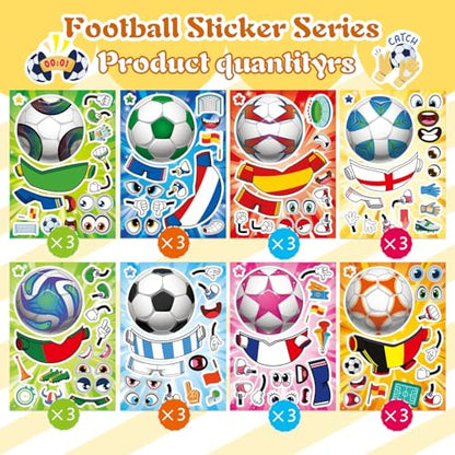 Make Your Own Soccer Stickers for Kids, Make a Face Stickers, Sports Crafts - style: 24 Sheet Soccer Stickers