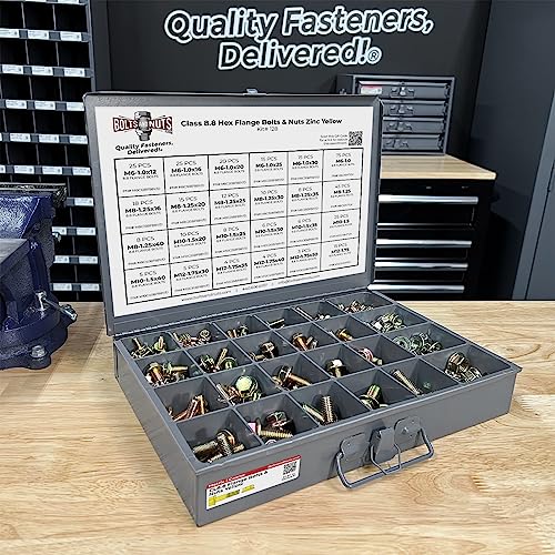 Metric Class 8.8 Hex Cap Flange Frame Bolts & Flange Nuts Assortment Kit - 383 Pieces!