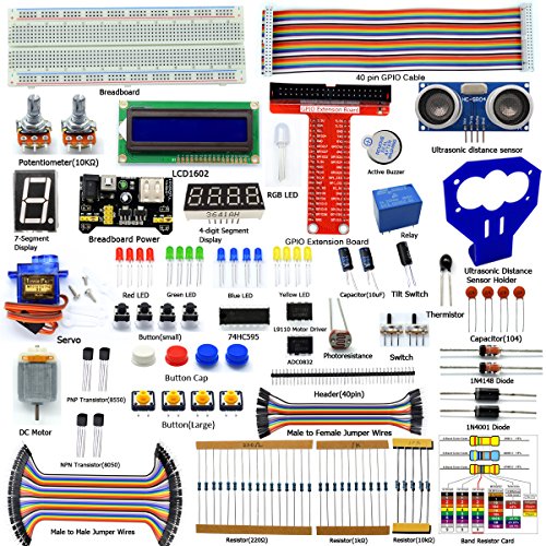 Adeept Ultrasonic Distance Sensor Starter kit for Raspberry Pi 4 3 RPi 2 Model B+ B, LCD1602, Motor, 160 Items, and Python Code, Learn Electronics Programming for Beginners with Detailed Tutorials