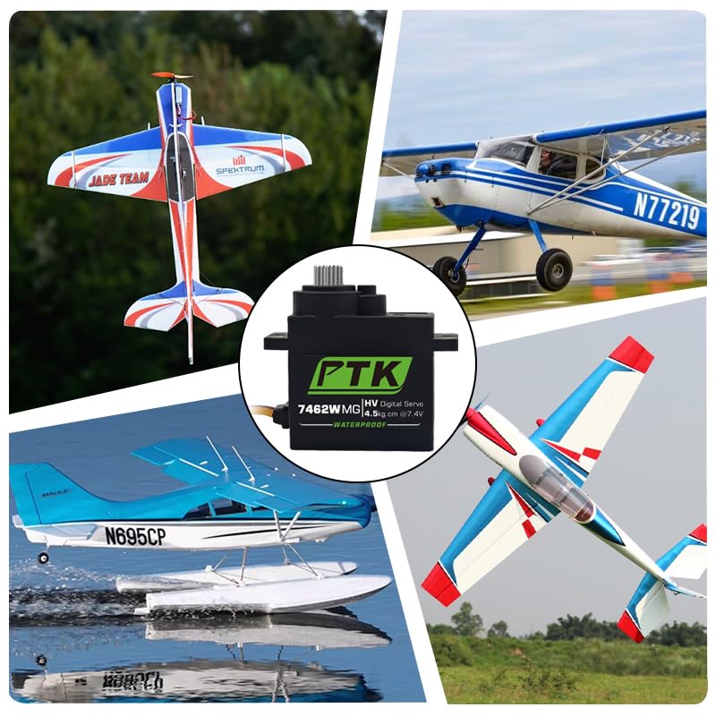 PTK 7462W MG 13g Waterproof Micro Digital Servo Metal Gear Core Motor 4.5kg Torque for SCX24 AX24 1/24 Crawler Cars Robots Fixed Wings Upgrade Parts 180 Degrees (8pcs) - style: PTK 7462W-8pcs