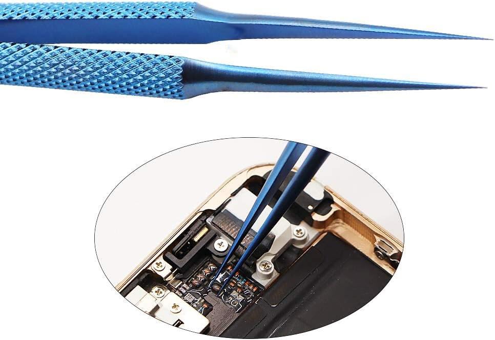 1PC TS-11 Precision Titanium Alloy Tweezers for Mobile Phone iPhone Motherboard Fingerprint Jump Line Wire Repair Microscope Tweezers (Pack of 2) - size: TS-11 Straight Tweezers (Pack of 2)