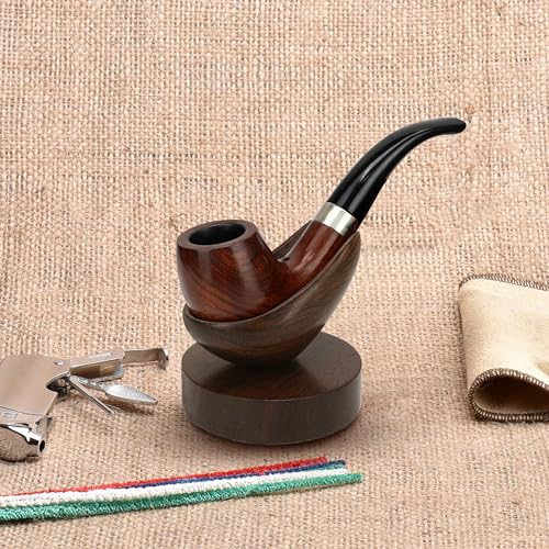Marsrut Wooden Smoking Pipe Stand, Handmade Solid Wood Tobacco Pipe Holder Rack, Fit Most Smoke Pipes, Cupola Spoon Rest, Wooden Kits Accessory for Men