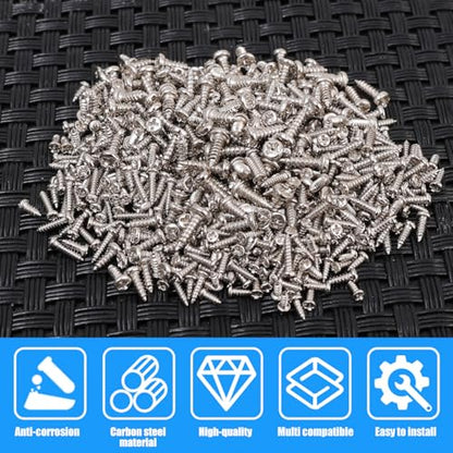 600PCS/ Box M1-M1.7 Miniature Self-Tapping Screws Set Crosshead Carbon Steel Screw Kit DIY Home Furniture Fasteners Sets - color: Silver 600pcs