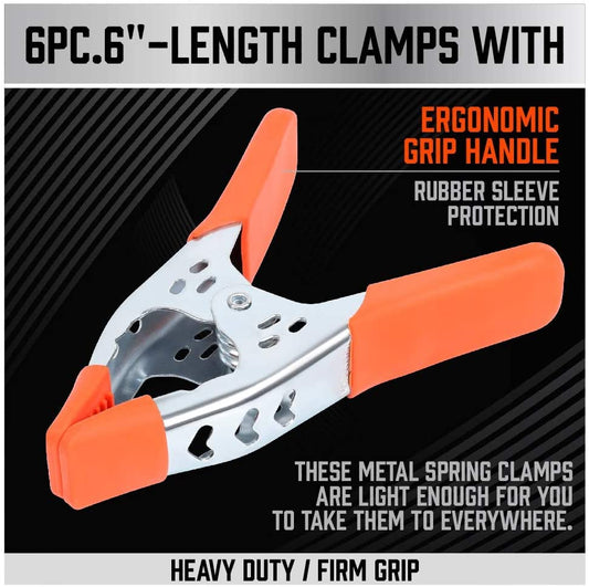 27-Piece 6-Inch Heavy Duty Spring Clamp Set, Large Metal Spring Clamps with 2.5-Inch Jaw Opening for Woodworking, Backdrops, Pool Covers, Photography & DIY Projects - color: Orange, size: 27-Piece 6" inch