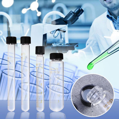 Graduated Glass Test Tubes with Screw Caps 4 Sizes 10ml 15ml 20ml 30ml Sample Storage Tube Set for Liquid Measuring Use 6.10 in