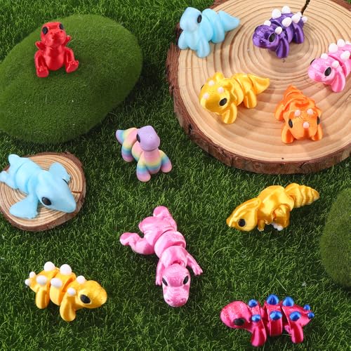 JOICEE 24Pcs 3D Printed Dinosaur Animals Mini Dinosaur Fidget Toys - color: Multicolor