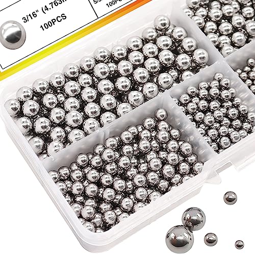 Taiss 620PCS 304 Stainless Steel Precision Balls,Bicycle Bearing Balls Assortment Kit,6 Sizes Steel Balls 1/4" 7/32" 3/16" 5/32" 1/8" 3/32",Precision Steel Ball F-086-620PCS - size: 620PCS