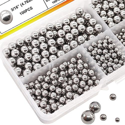 Taiss 620PCS 304 Stainless Steel Precision Balls,Bicycle Bearing Balls Assortment Kit,6 Sizes Steel Balls 1/4" 7/32" 3/16" 5/32" 1/8" 3/32",Precision Steel Ball F-086-620PCS - size: 620PCS