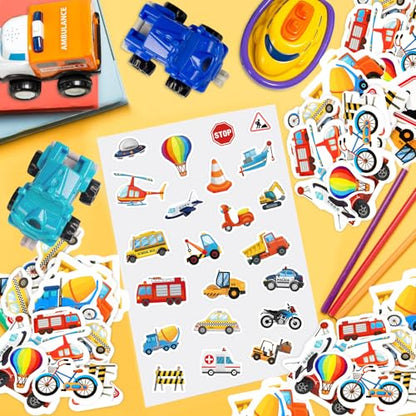 300Pcs Transportation Foam Stickers, Self-Adhesive Truck Cartransportation Stickers Car Foam Decals Sticker Decorations for Home Office School Classroom DIY Art Craft Party Supplies - style: Transportation
