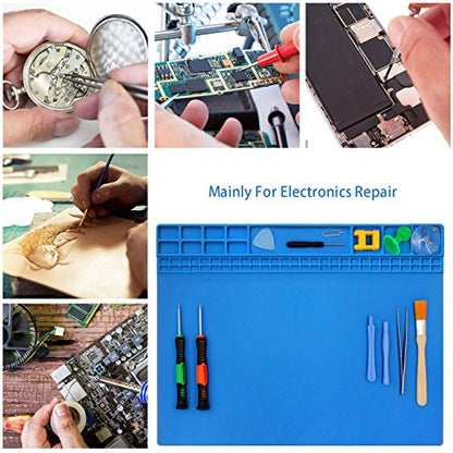 Handook Silicone Soldering Mat, Repair Mat, 16 x 12 Inch, Blue - color: Blue