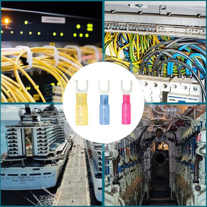220PCS #8#10 Heat Shrink Fork Connectors, 22-10AWG Fork Terminals - size: 22-10AWG, style: 220PCS Kit