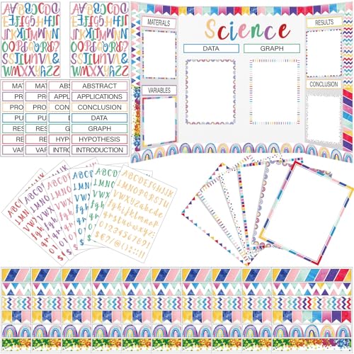 Dispowreath 96 Pcs Science Fair Board Supplies,Rainbow Style - style: Rainbow Style