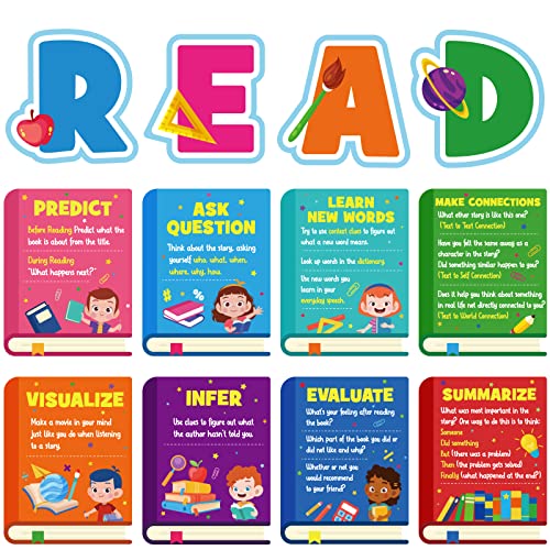 Reading Strategy Classroom Decorations Bulletin Board Poster Banner Set Classroom Supplies Decor for Daycare Library Kindergarten PreSchool Elementary Middle School(Read)
