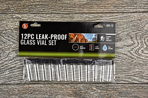 SE 1-3/4" x 9/16" Leak-Proof Glass Vial Set (12 PC.) - GB3-12