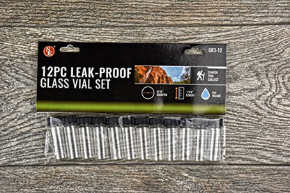 SE 1-3/4" x 9/16" Leak-Proof Glass Vial Set (12 PC.) - GB3-12