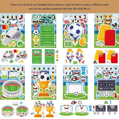 Soccer Make a Face Stickers 24 Sheets, Sports Crafts for Boys - color: Soccer