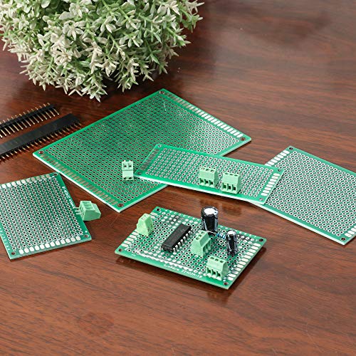 60 Pcs PCB Board Circuits Boards Kit | 28 Double-Sided Prototyping PCBs Circuit Boards | 20 Female/Male Header Connector Pin | 12 PCB Terminal Blocks and A Happy DIY - size: 60PCs
