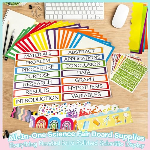 Science Fair Board Supplies 98 Pcs for Scientific Display, Multicolor
