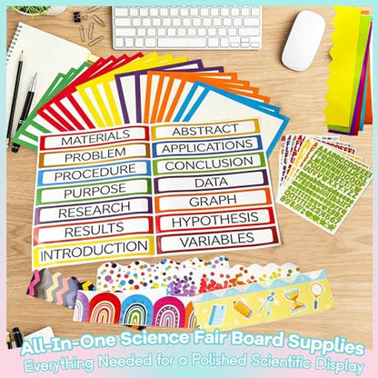 Science Fair Board Supplies 98 Pcs for Scientific Display, Multicolor