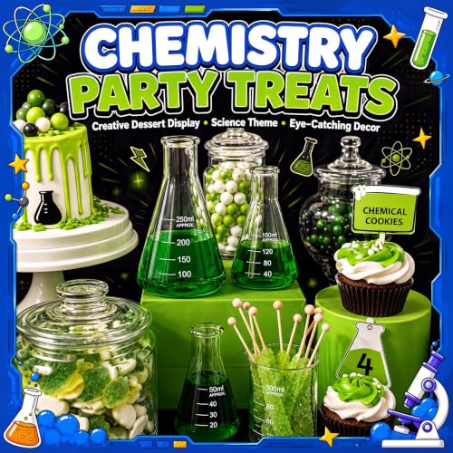 Kingdder 3-piece Glass Erlenmeyer Flask Halloween Mad Scientist Decorations