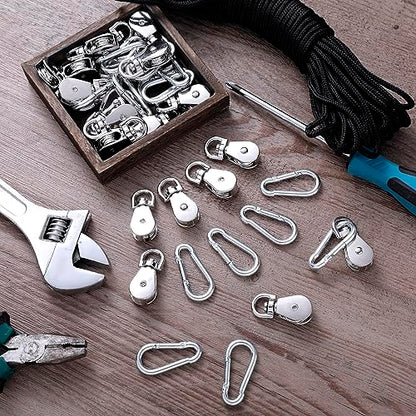 Shappy 42 Pcs Pulley Block System Set, M20 Pulley Wheel Stainless Steel