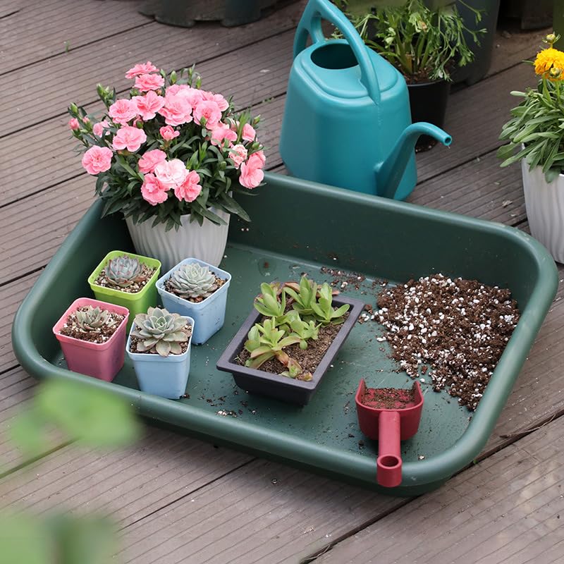 Garden Tidy Tray, Multifunctional One Piece Potting Tray for Seeding, Mixing, Growing and Pot Storage, Succulent and Cactus Soil Potting Mix Tray 23"x16.4"x4.3",Green - color: Green