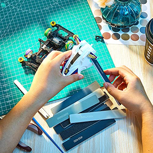 Chumia 50 Pieces Sanding Sticks for Plastic Models Model Sanding Buffing Polishing Sticks Assorted Metal and Wood Tools Accessory for Model Craft Amateur and Beginner