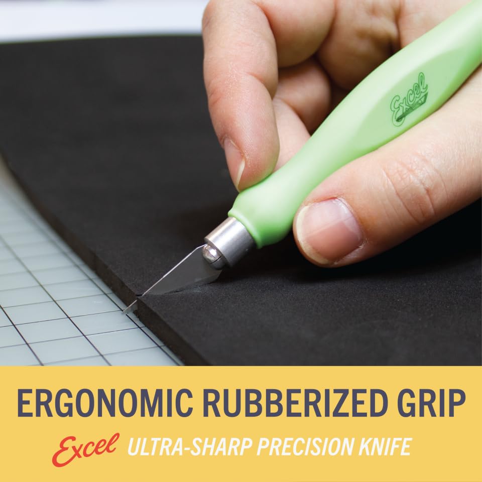 Excel Blades #11 Blade Fit Grip Craft Knife, Rubber Grip, Black - color: Black