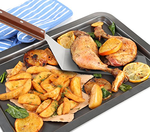 8” Extra-Large Sturdy Stainless Steel Spatula Hamburger Turner with Strong Wooden Handle – Professional Commercial Food Flipper Scraper for Grilling Cooking, Baking for Your Flat Top Restaurants - size: 4" x 8"