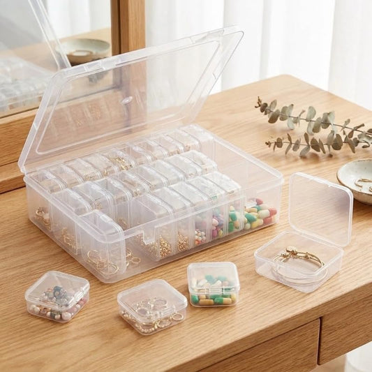 Bead Storage Organizers 30Pcs - Mini Storage Boxes with Hinged Lid Organizer for Small Items, Beads, Crafts, Jewelry and DIY Nail Art Accessories - Ideal Gift for Hobbyists & Artists - color: White