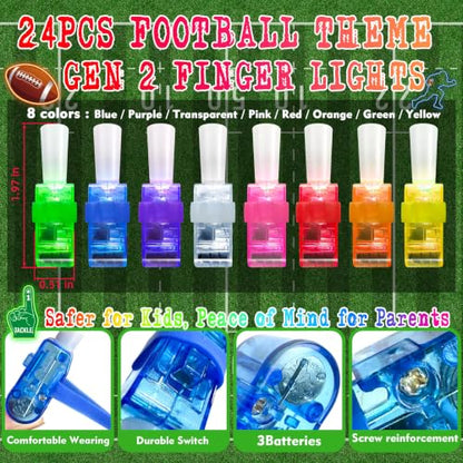 24 Pcs Football Party Favors LED Finger Lights Toys for Kids Ages 3-12 - style: Football