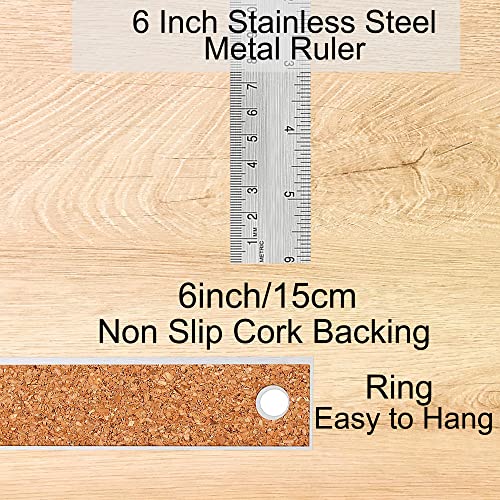 Metal Ruler 6 Inch, Non-Slip Cork Backing, Ink Bleed-Resistant Edge, 2 Pcs - style: 6" 2 PCS
