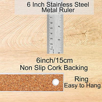 Metal Ruler 6 Inch, Non-Slip Cork Backing, Ink Bleed-Resistant Edge, 2 Pcs - style: 6" 2 PCS