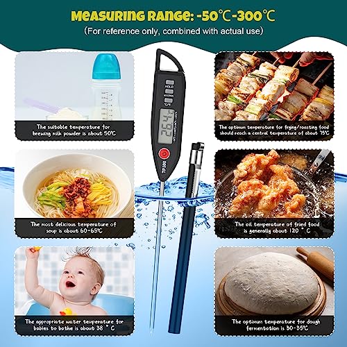 Copkim 6 Set Digital Food Thermometer Long Probe Instant,Black - color: Black