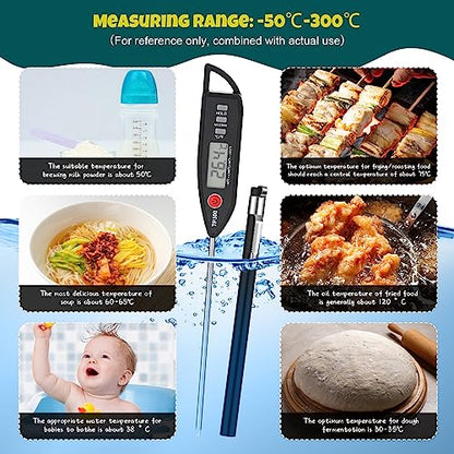 Copkim 6 Set Digital Food Thermometer Long Probe Instant,Black - color: Black