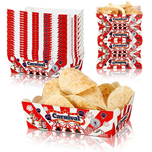 Cunhill 60 Pack Paper Food Trays 1 Lb Disposable Carnival Carnival - size: 1 lb, style: Carnival