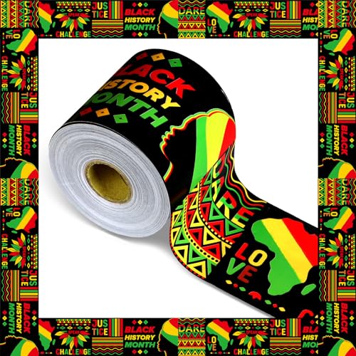 Outus 68 ft Black History Month Bulletin Board Borders Straight Rolled Kente Borders Africa American Paper Border Trim for February Black Pride Decoration School Chalkboard Wall Decor - size: 2.99 Inches, style: Black History
