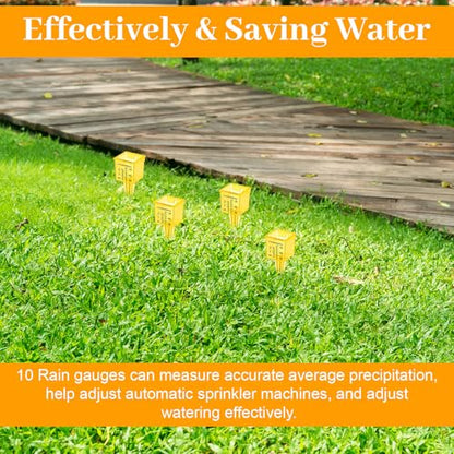 20pack Yellow Transparent Rain Gauge, Sprinkler Gauge Compact Portable 1.5" Wide Mouth Outdoor Rain Gauges For Yard Lawn Garden With Inch And Centimeter Scales Accurate Rainfall Measurement