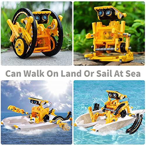Lucky Doug 12-in-1 STEM Solar Robot Kit Toys Gifts for 8 9 10 11 12 13 Year Old Kids Boys Girls, Robot Building Education Science STEM Project Toys Kit Gifts for Kids Boys, Solar Powered by The Sun - color: Yellow