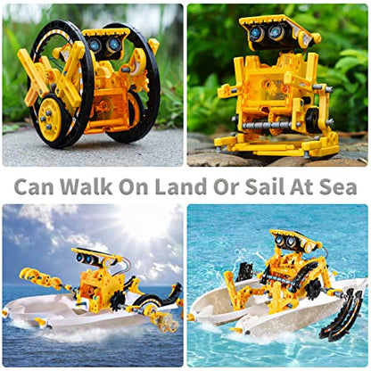 Lucky Doug 12-in-1 STEM Solar Robot Kit Toys Gifts for 8 9 10 11 12 13 Year Old Kids Boys Girls, Robot Building Education Science STEM Project Toys Kit Gifts for Kids Boys, Solar Powered by The Sun - color: Yellow