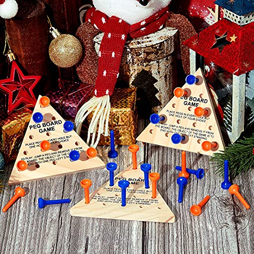 Zhanmai 3 Sets Wooden Triangle Peg Travel Game, Blue & Orange Peg - color: Blue & Orange Peg