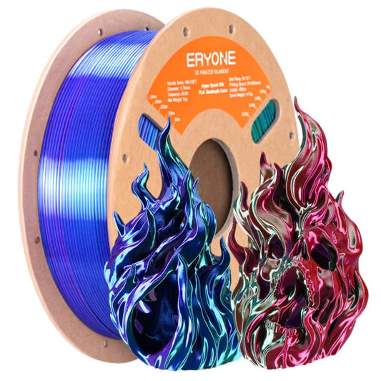 ERYONE Silk Filament PLA+ 1.75mm Shiny 3D Printer Filament, Multicolor PLA 4 in 1, 1kg (2.2LBS)/Spool, HS Silk Quadruple Color Evil Pool(Purple & Red & Green & Blue) - color: Silk Pla+ 4 in 1 Evil Pool