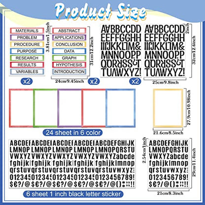 PerKoop 36 Sheets Science Fair Board Poster Boards Supplies 24 Self Adhesive Presentation Subtitles 4 Science Fair Project Titles 8 Personalized Letter Sticker for Classroom(Water Color) - color: Water Color